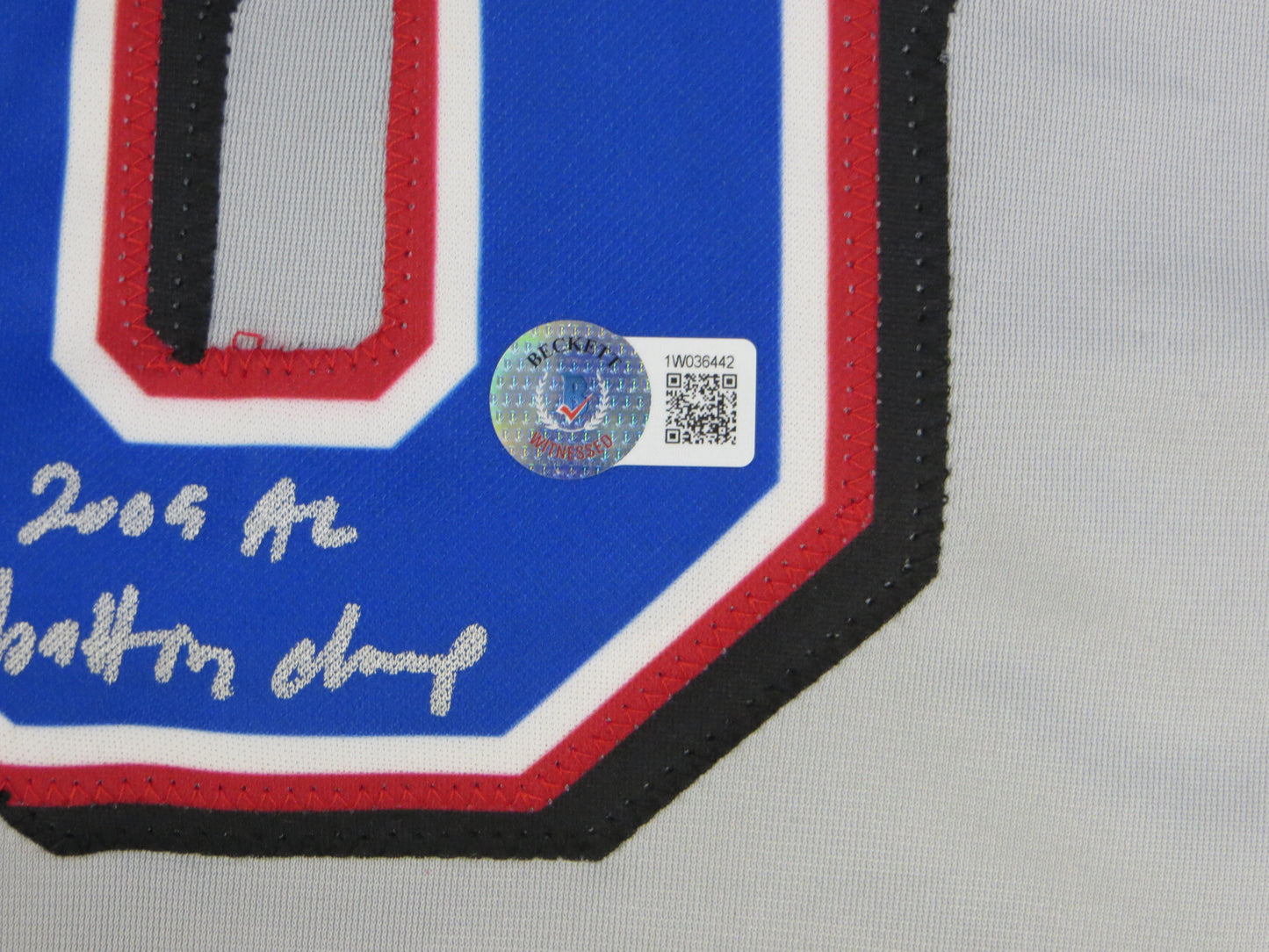 MICHAEL YOUNG TEXAS RANGERS SIGNED GRAY JERSEY w/INSC BAS COA