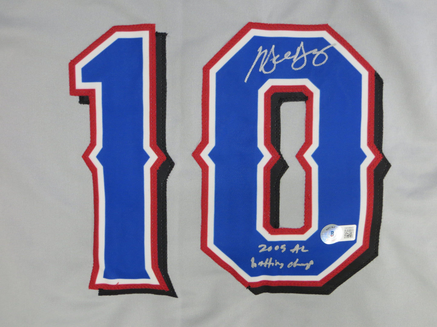 MICHAEL YOUNG TEXAS RANGERS SIGNED GRAY JERSEY w/INSC BAS COA