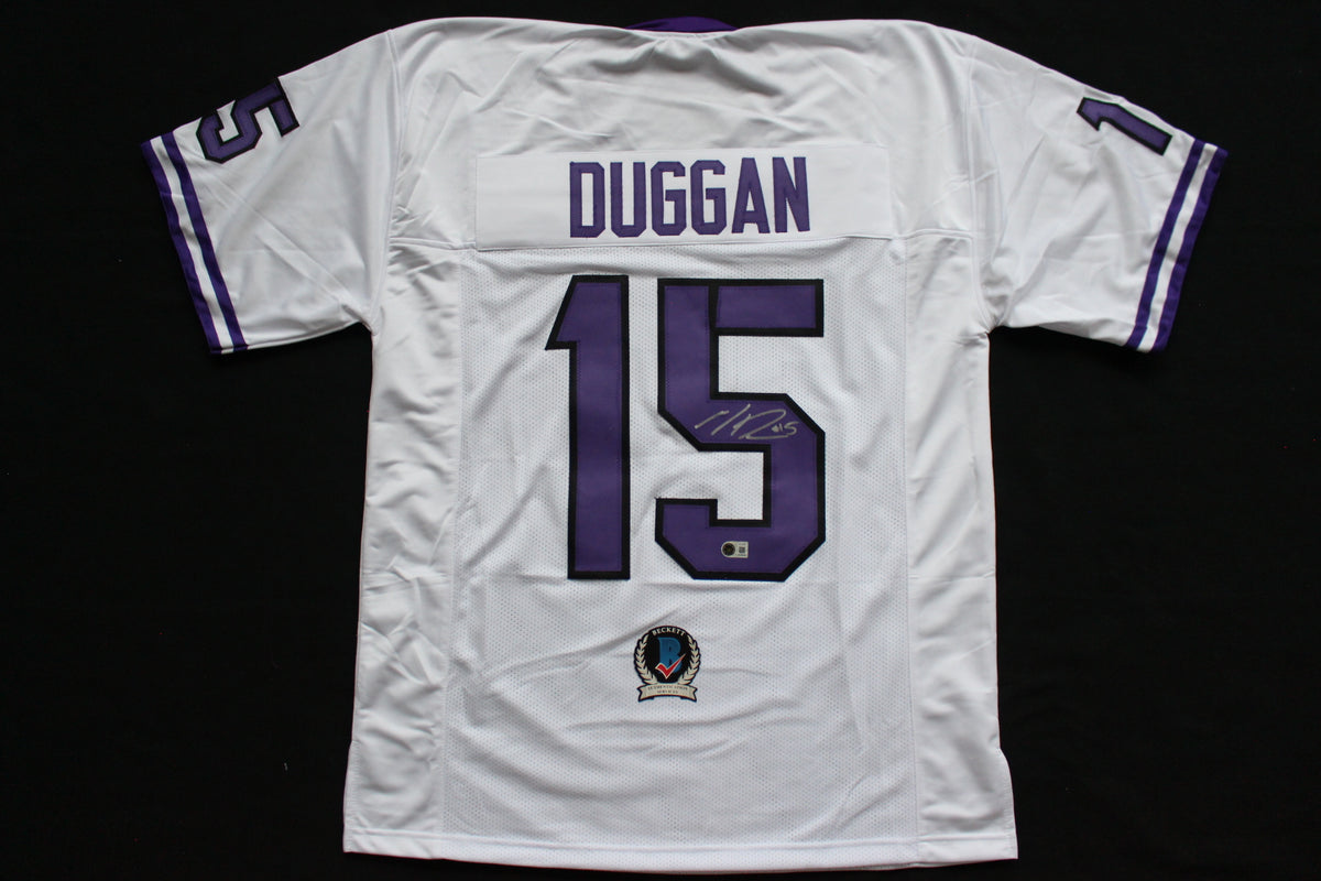 MAX DUGGAN TCU HORNED FROGS SIGNED White JERSEY BAS