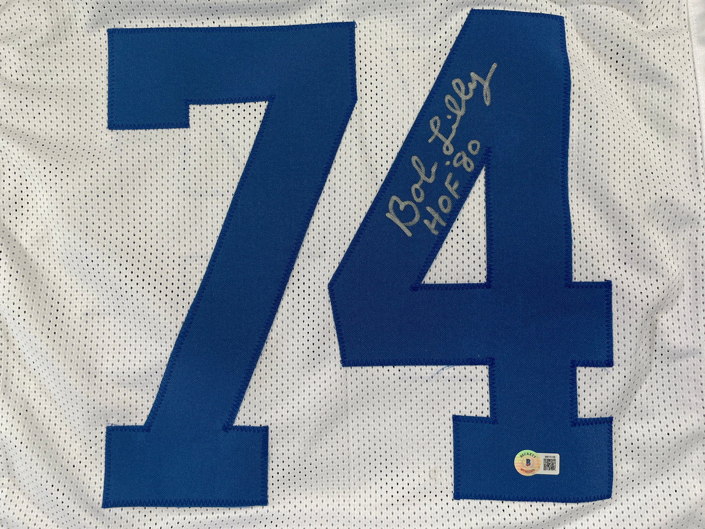 BOB LILLY DALLAS COWBOYS SIGNED STAT FOOTBALL JERSEY w/HOF BAS