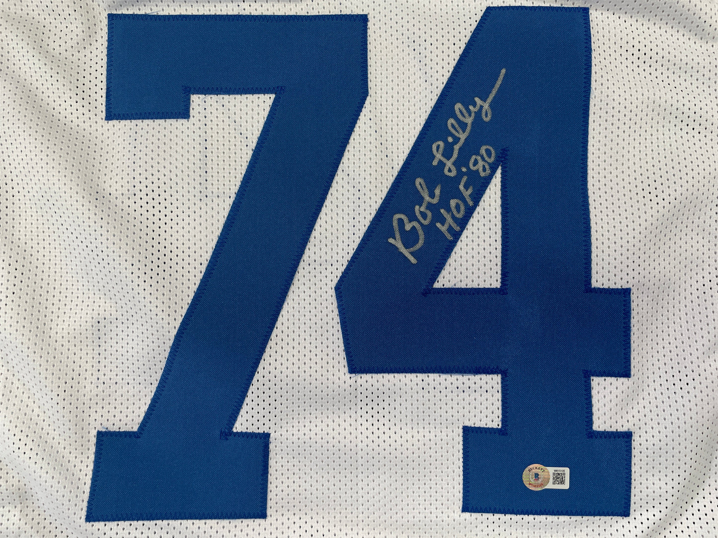 BOB LILLY DALLAS COWBOYS SIGNED STAT FOOTBALL JERSEY w/HOF BAS