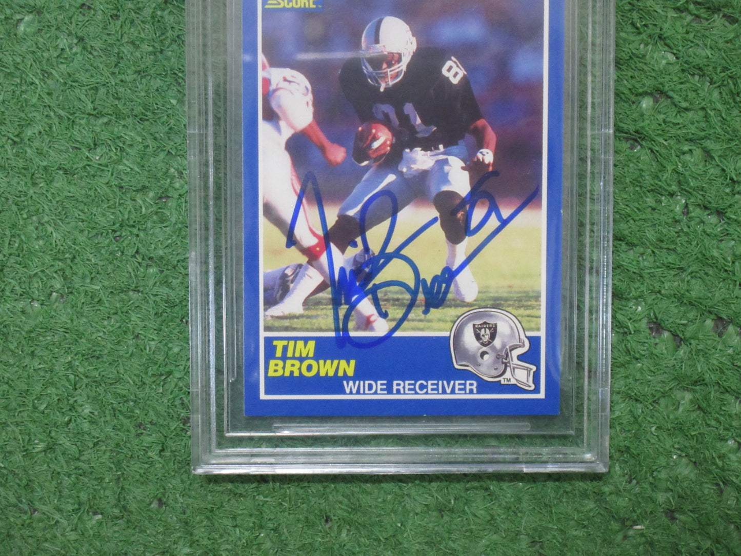 TIM BROWN SIGNED 1989 Score #86 BGS BAS SLAB Rookie Card RAIDERS AUTO 10