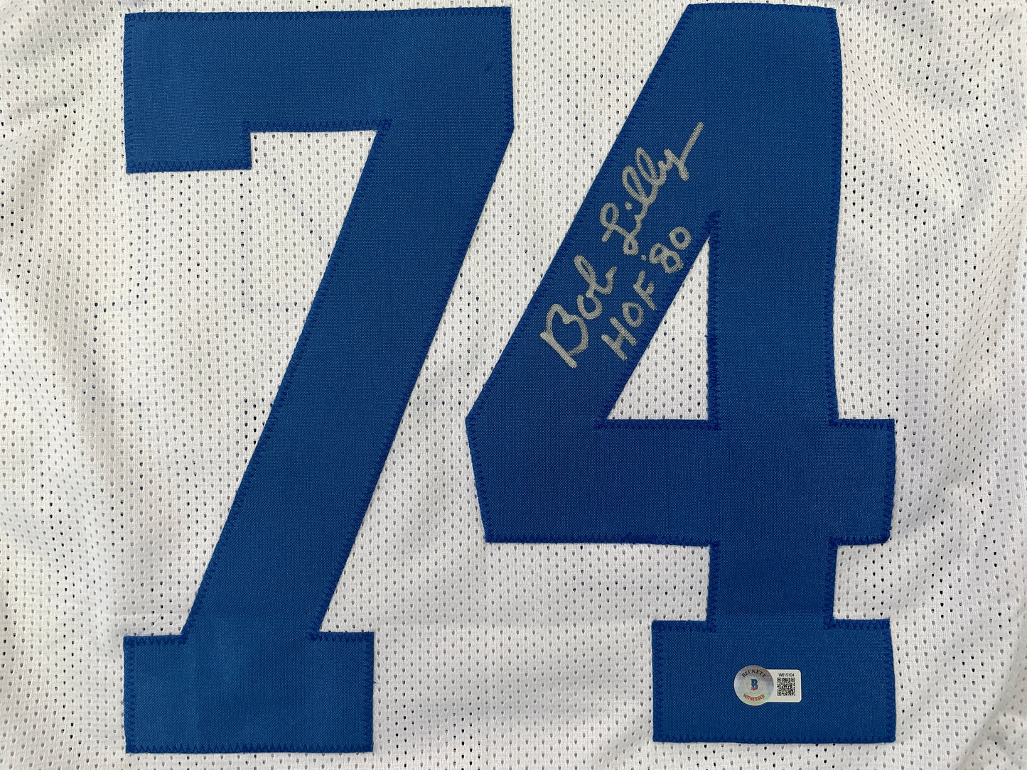 BOB LILLY DALLAS COWBOYS SIGNED STAT FOOTBALL JERSEY w/HOF BAS