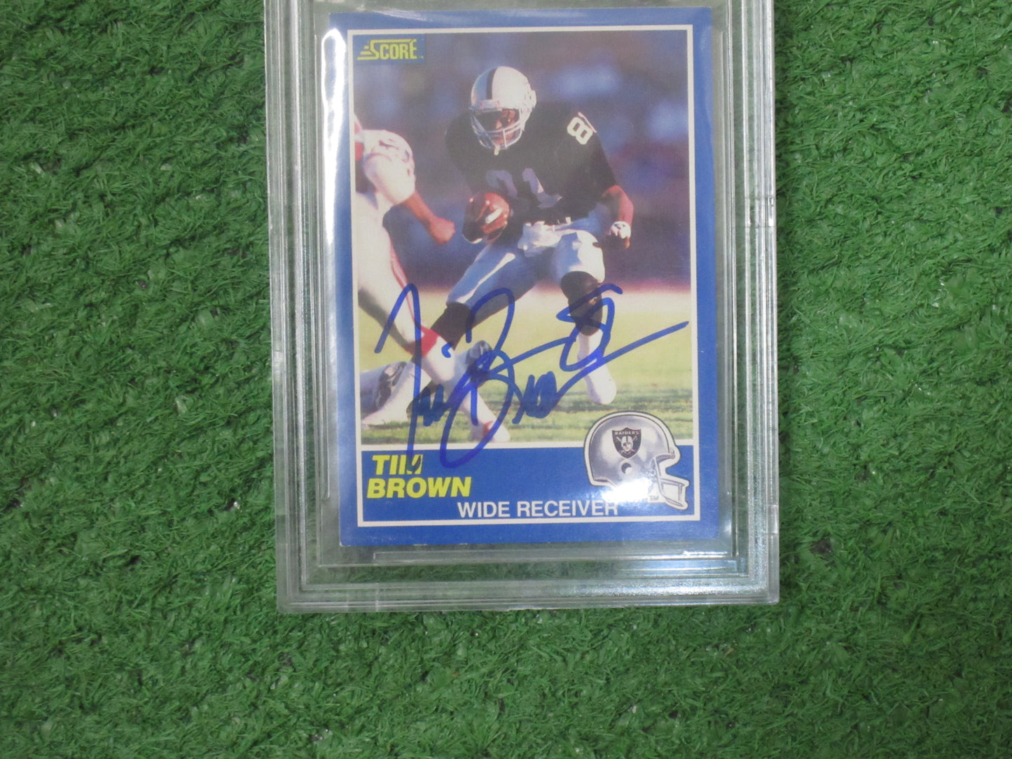 TIM BROWN SIGNED 1989 Score #86 BGS BAS SLAB Rookie Card RAIDERS AUTO 10