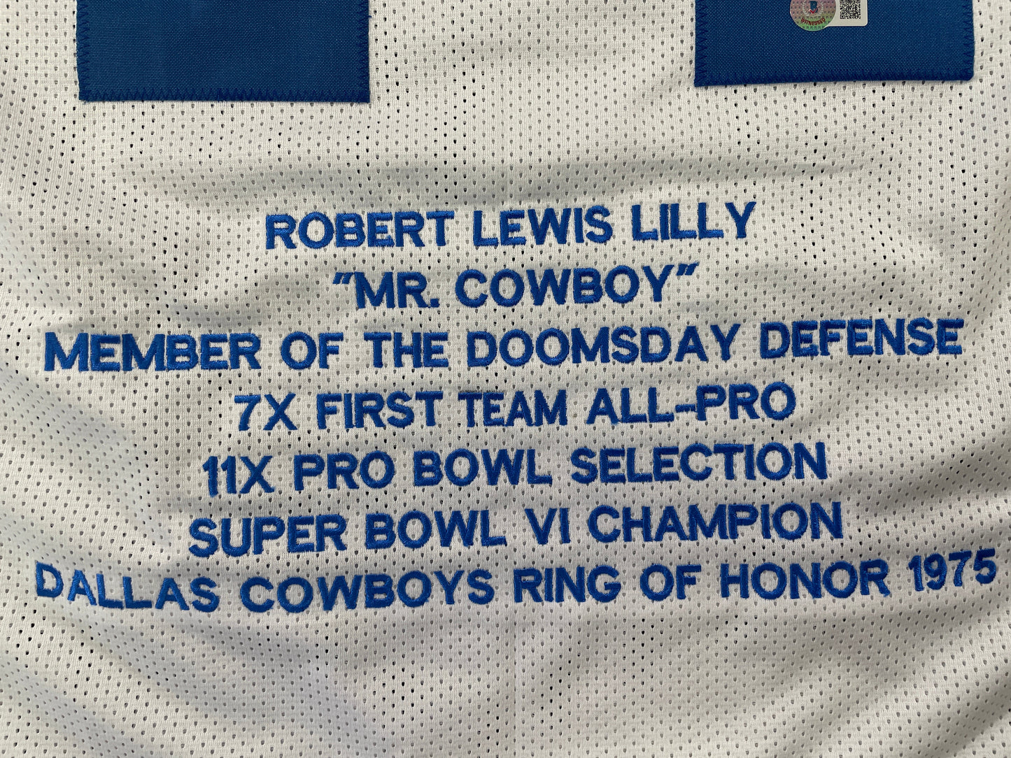 BOB LILLY DALLAS COWBOYS SIGNED STAT FOOTBALL JERSEY w/HOF BAS