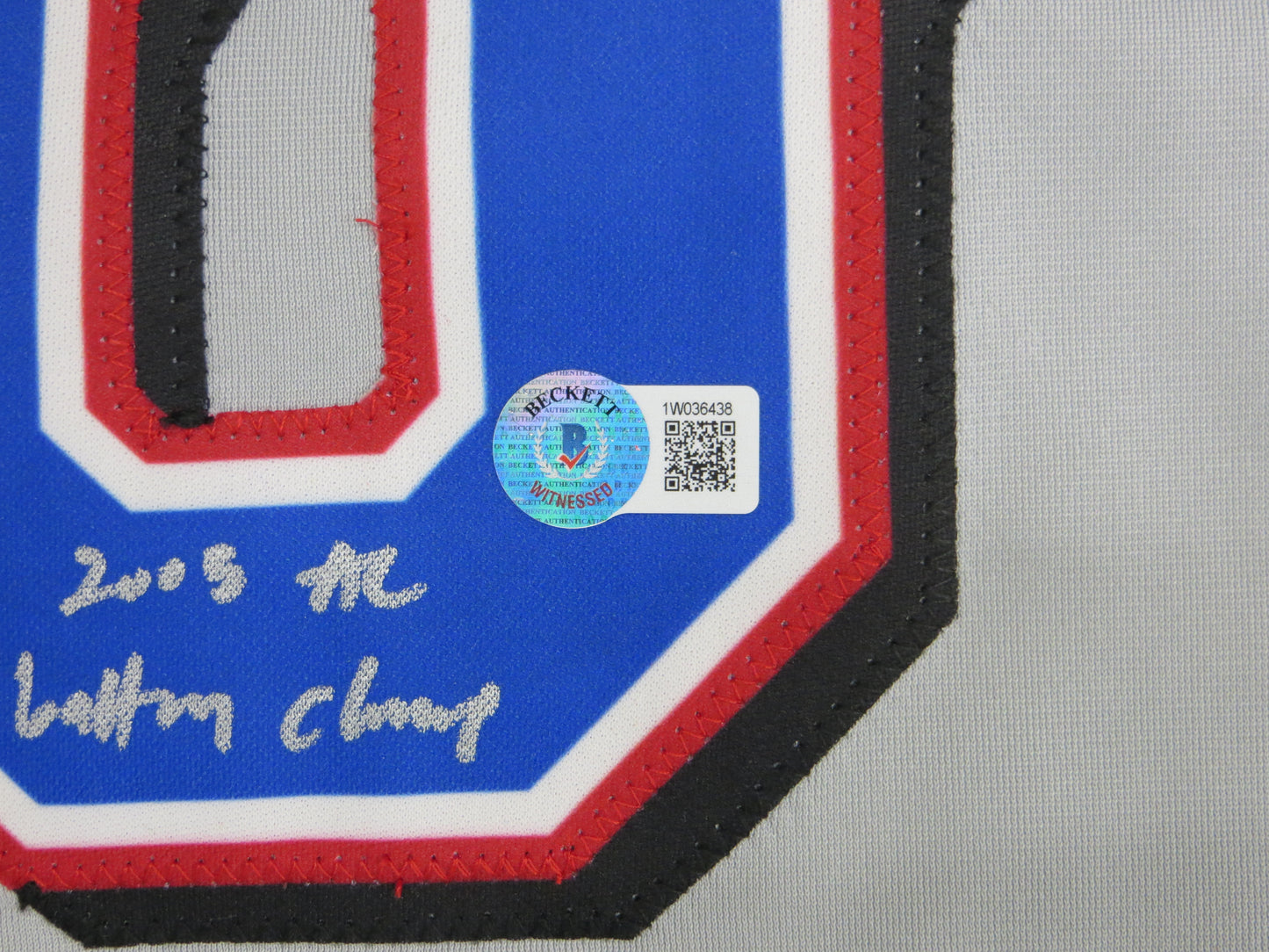 MICHAEL YOUNG TEXAS RANGERS SIGNED GRAY JERSEY w/INSC BAS COA