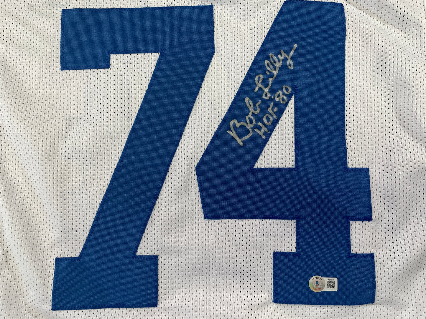 BOB LILLY DALLAS COWBOYS SIGNED STAT FOOTBALL JERSEY w/HOF BAS