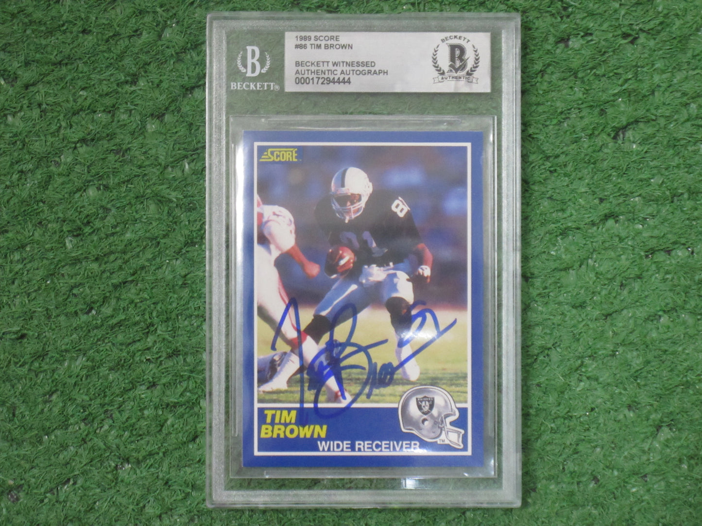 TIM BROWN SIGNED 1989 Score #86 BGS BAS SLAB Rookie Card RAIDERS