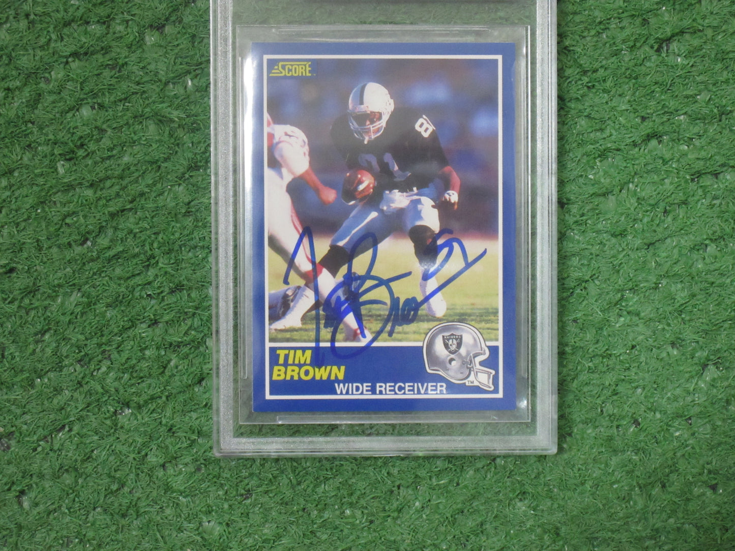TIM BROWN SIGNED 1989 Score #86 BGS BAS SLAB Rookie Card RAIDERS