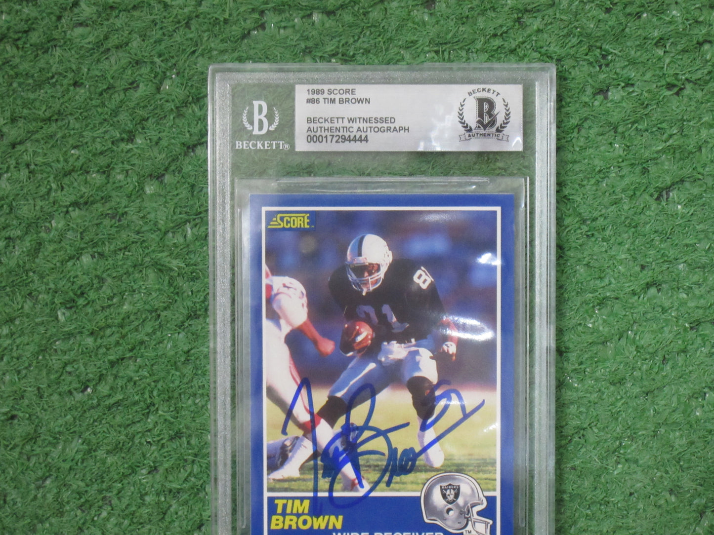 TIM BROWN SIGNED 1989 Score #86 BGS BAS SLAB Rookie Card RAIDERS