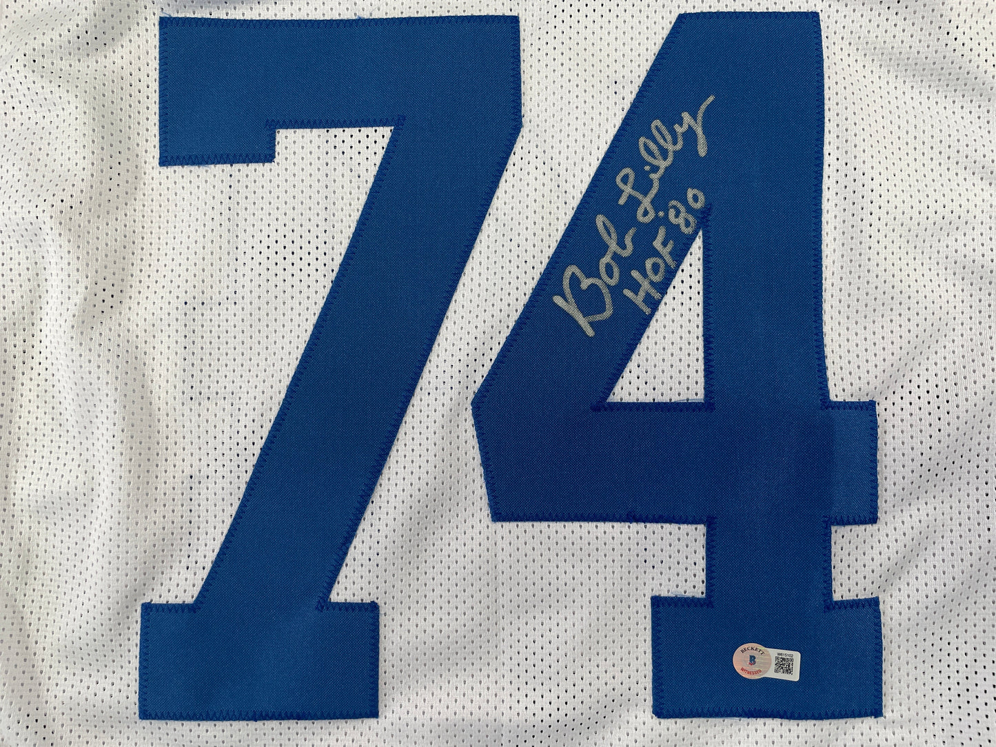 BOB LILLY DALLAS COWBOYS SIGNED STAT FOOTBALL JERSEY w/HOF BAS