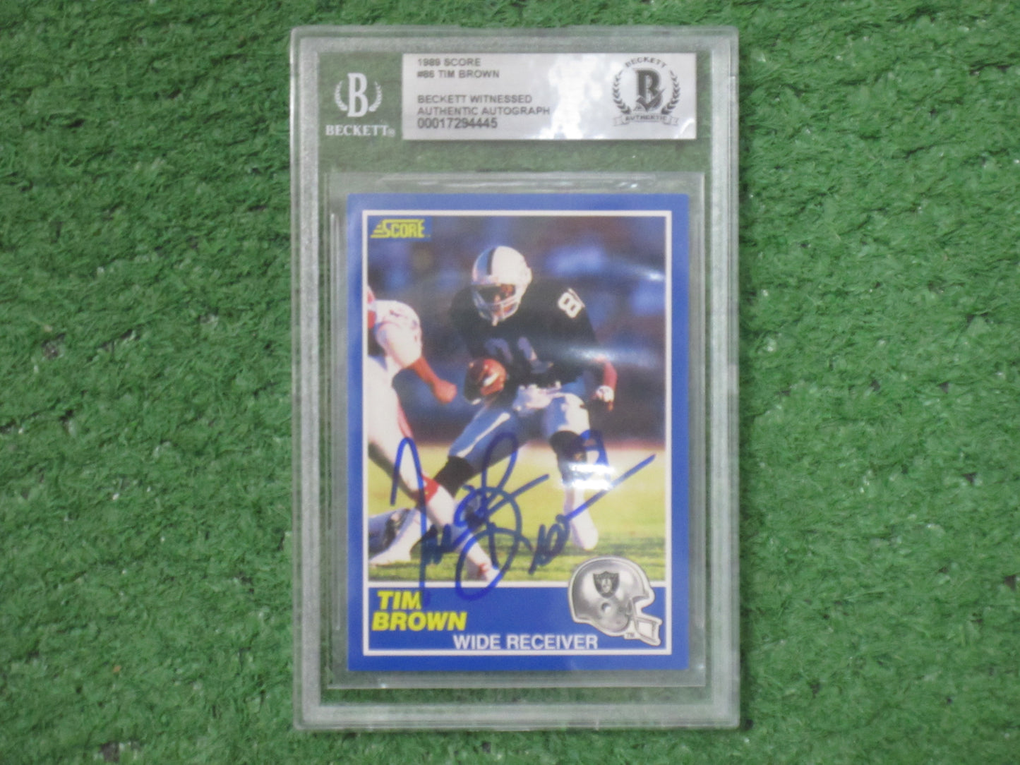 TIM BROWN SIGNED 1989 Score #86 BGS BAS SLAB Rookie Card RAIDERS