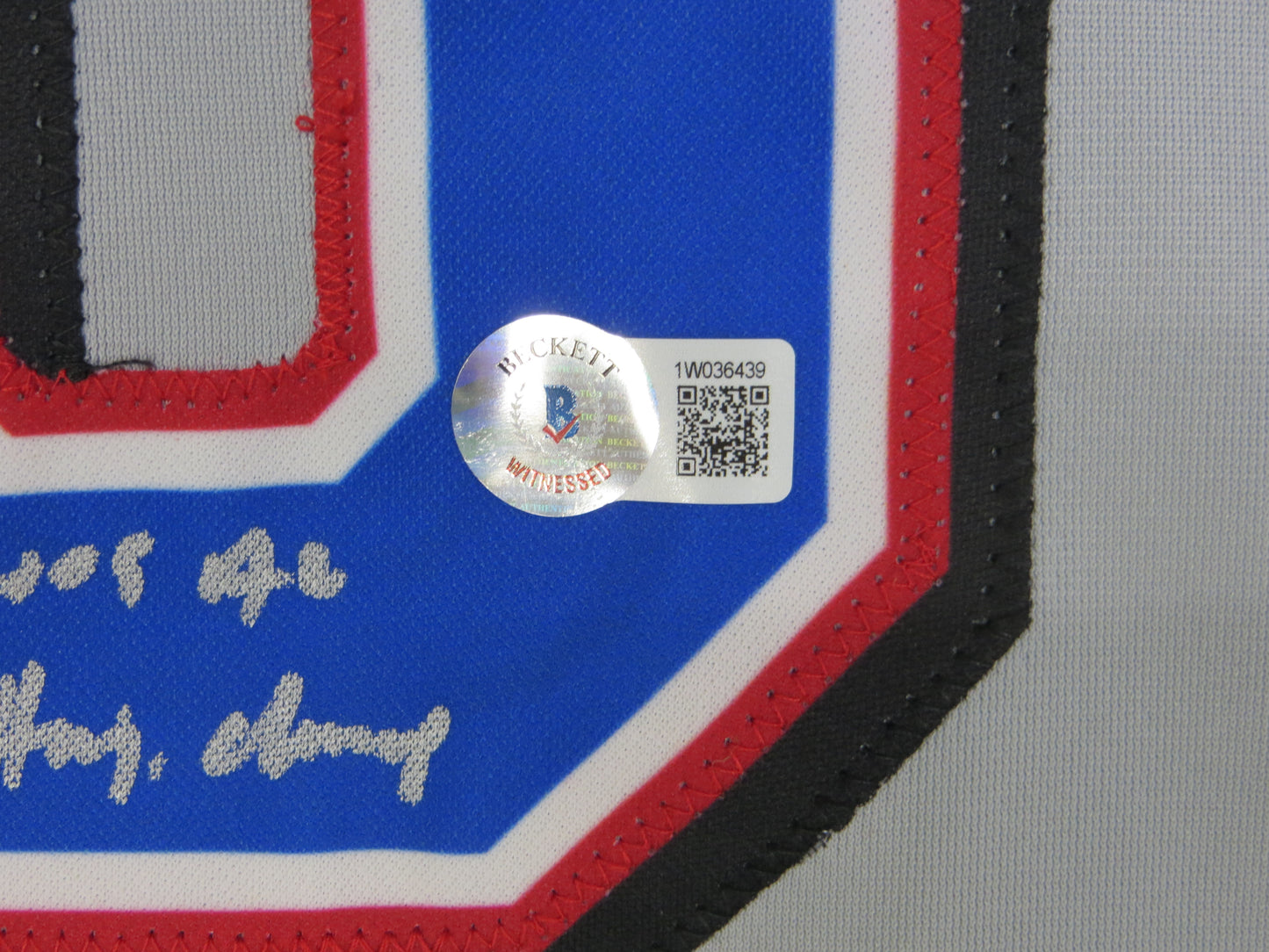 MICHAEL YOUNG TEXAS RANGERS SIGNED GRAY JERSEY w/INSC BAS COA