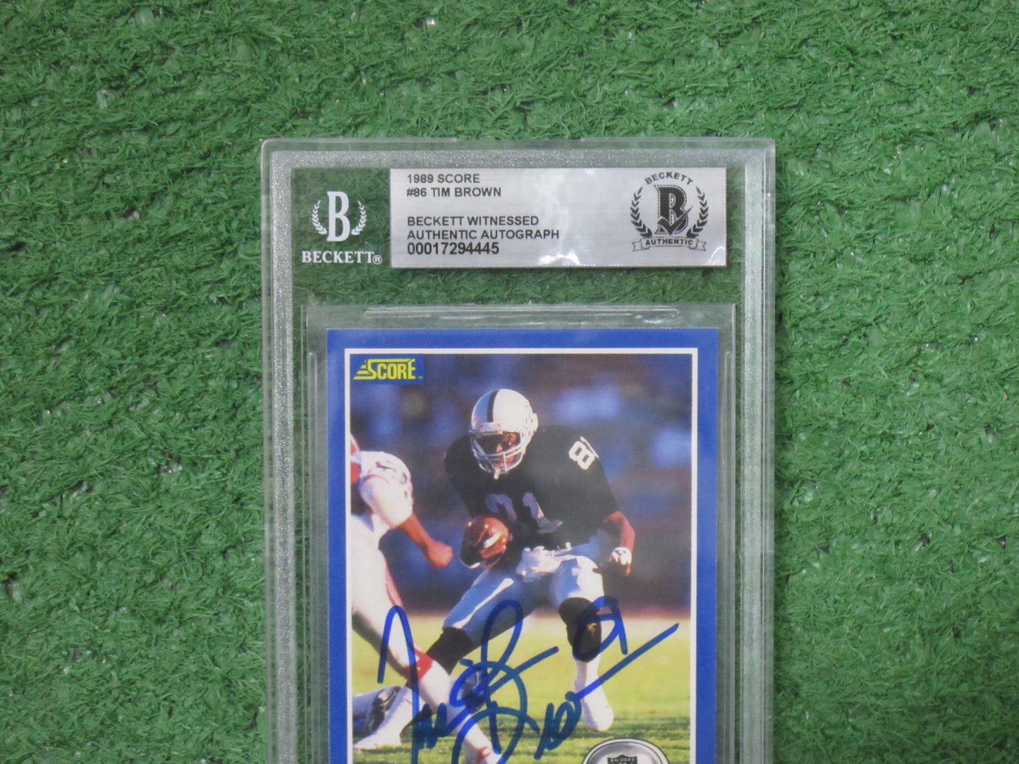 TIM BROWN SIGNED 1989 Score #86 BGS BAS SLAB Rookie Card RAIDERS