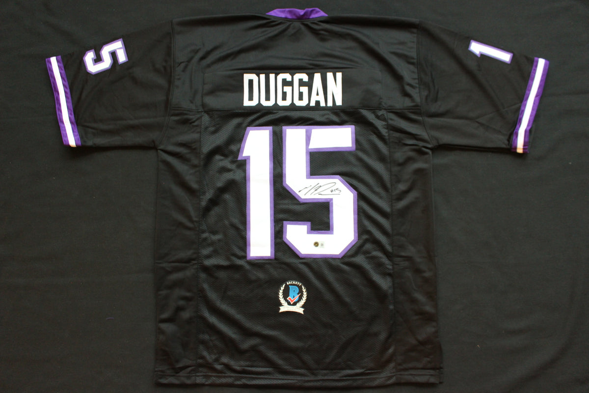MAX DUGGAN TCU HORNED FROGS SIGNED Black JERSEY BAS