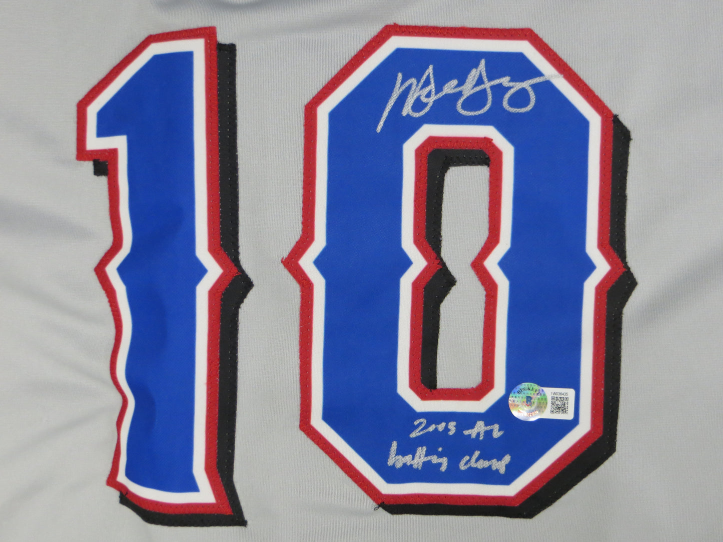 MICHAEL YOUNG TEXAS RANGERS SIGNED GRAY JERSEY w/INSC BAS COA