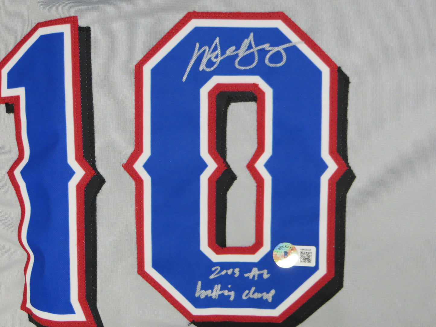 MICHAEL YOUNG TEXAS RANGERS SIGNED GRAY JERSEY w/INSC BAS COA