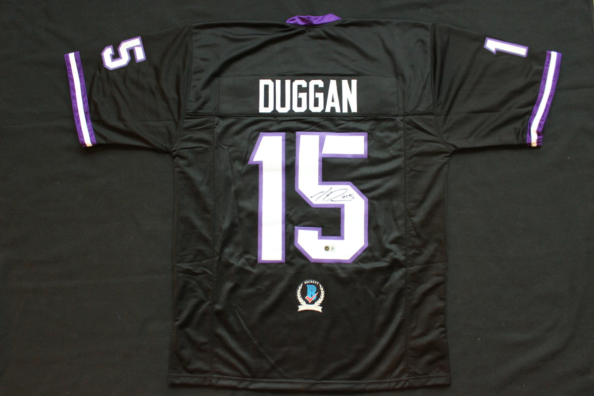 MAX DUGGAN TCU HORNED FROGS SIGNED Black JERSEY BAS