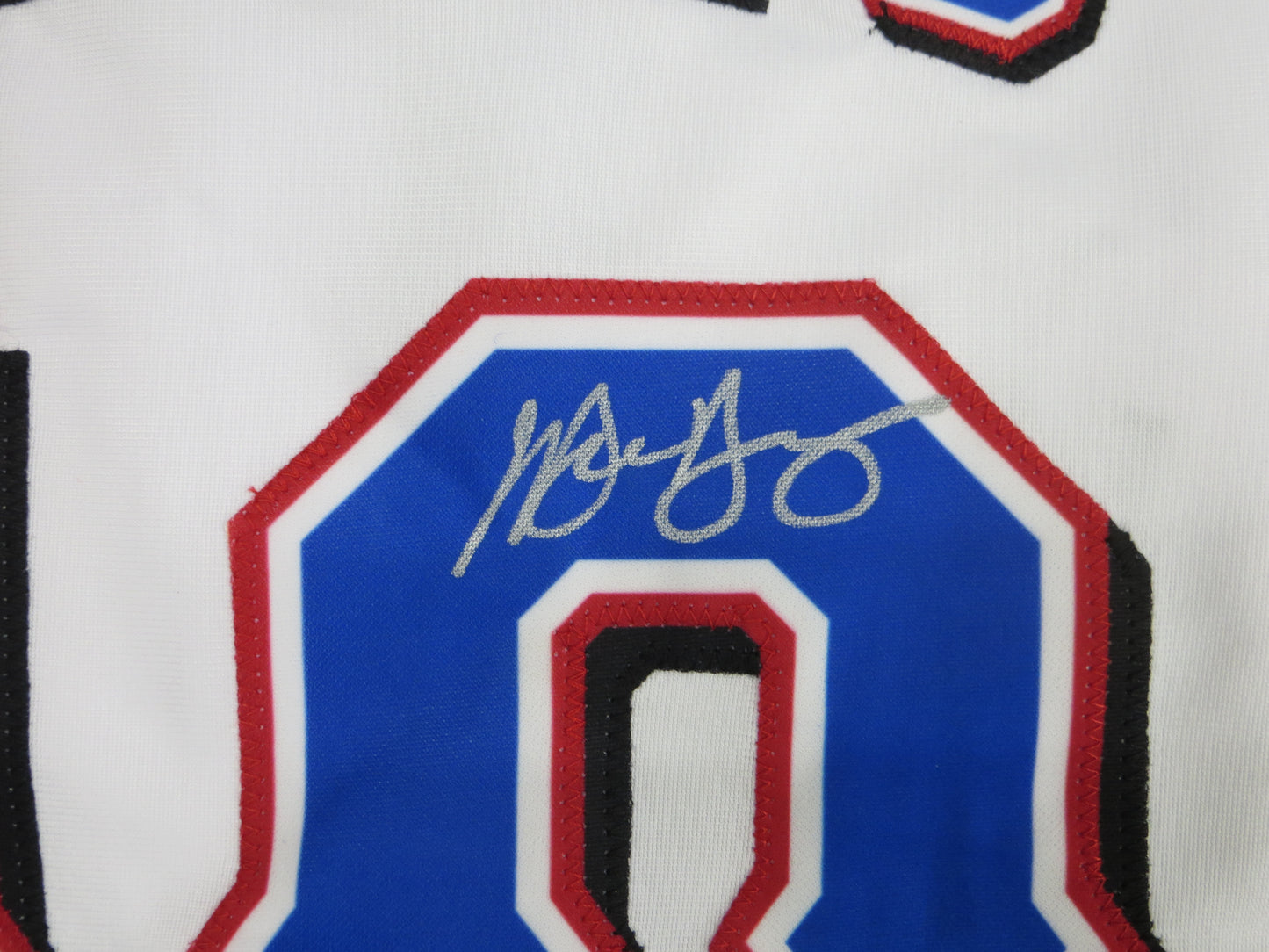 MICHAEL YOUNG TEXAS RANGERS SIGNED WHITE JERSEY size M BAS COA