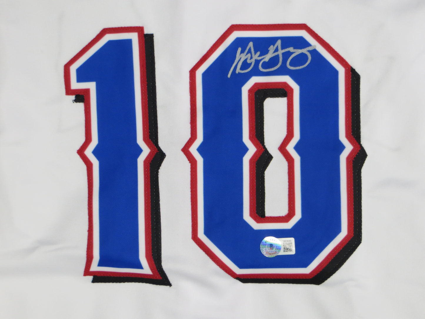 MICHAEL YOUNG TEXAS RANGERS SIGNED WHITE JERSEY size M BAS COA