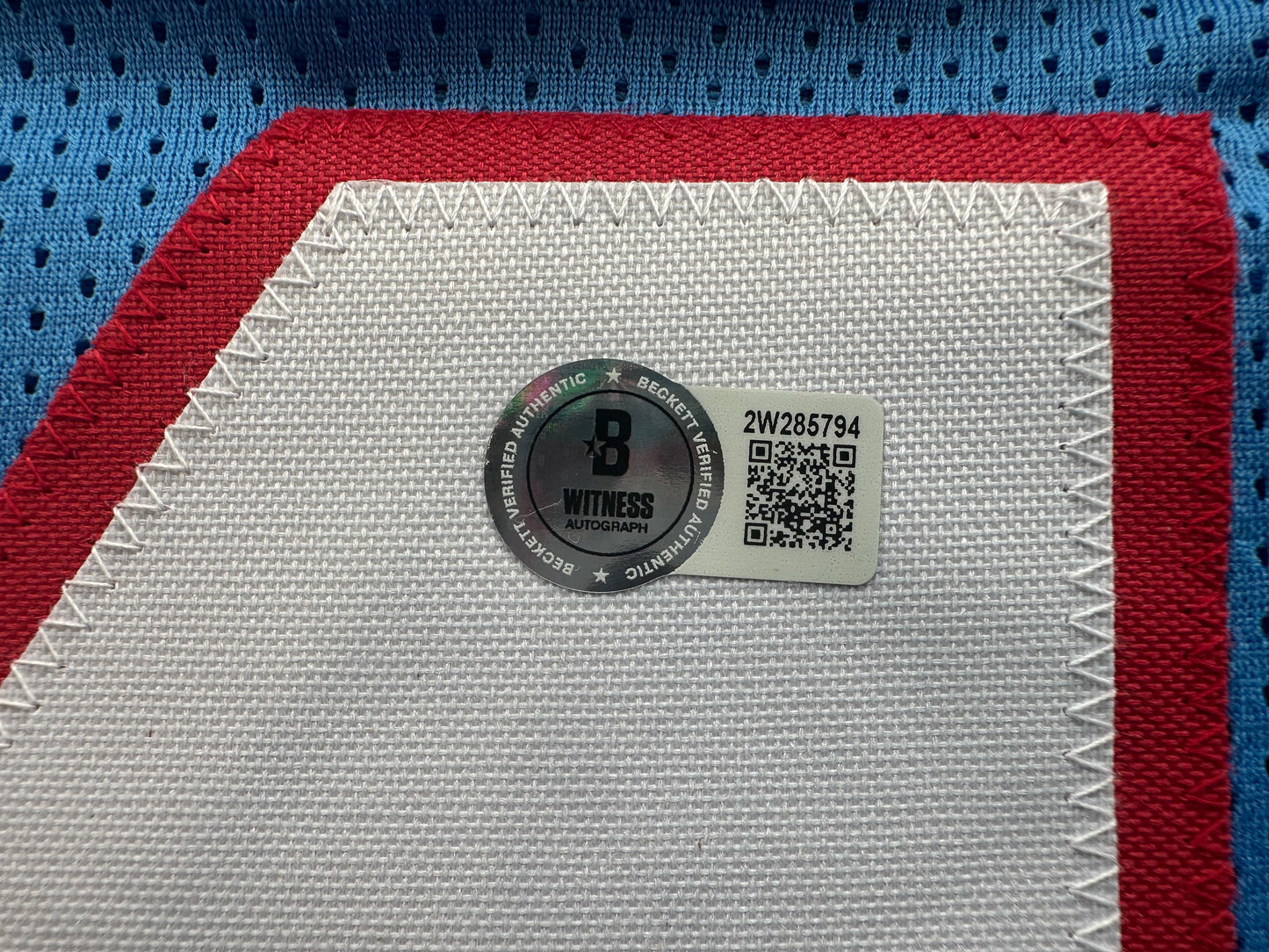 EARL CAMPBELL SIGNED BLUE FOOTBALL JERSEY Houston Oilers w/ "HOF 91" BAS COA