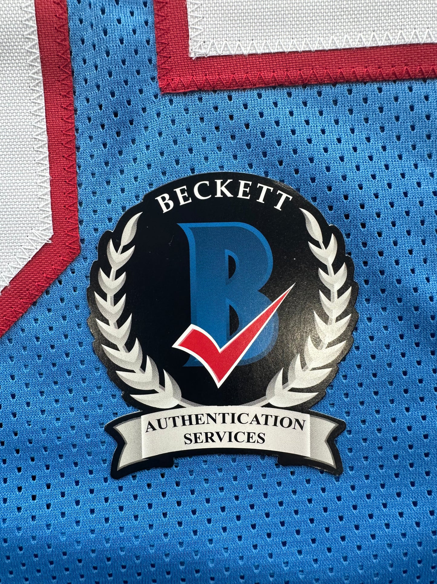 EARL CAMPBELL SIGNED BLUE FOOTBALL JERSEY Houston Oilers w/ "HOF 91" BAS COA