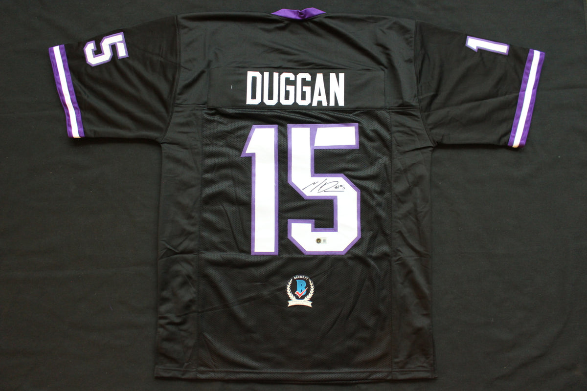 MAX DUGGAN TCU HORNED FROGS SIGNED Black JERSEY BAS