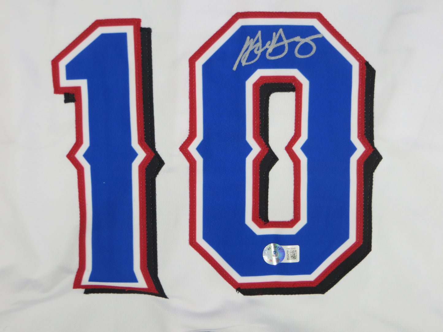 MICHAEL YOUNG TEXAS RANGERS SIGNED WHITE JERSEY size M BAS COA