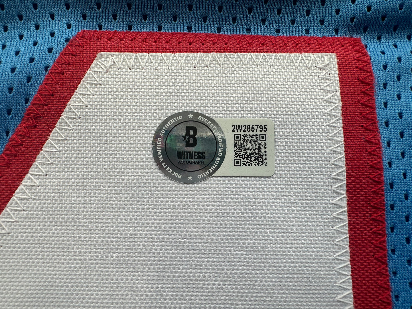 EARL CAMPBELL SIGNED BLUE FOOTBALL JERSEY Houston Oilers w/ "HOF 91" BAS COA