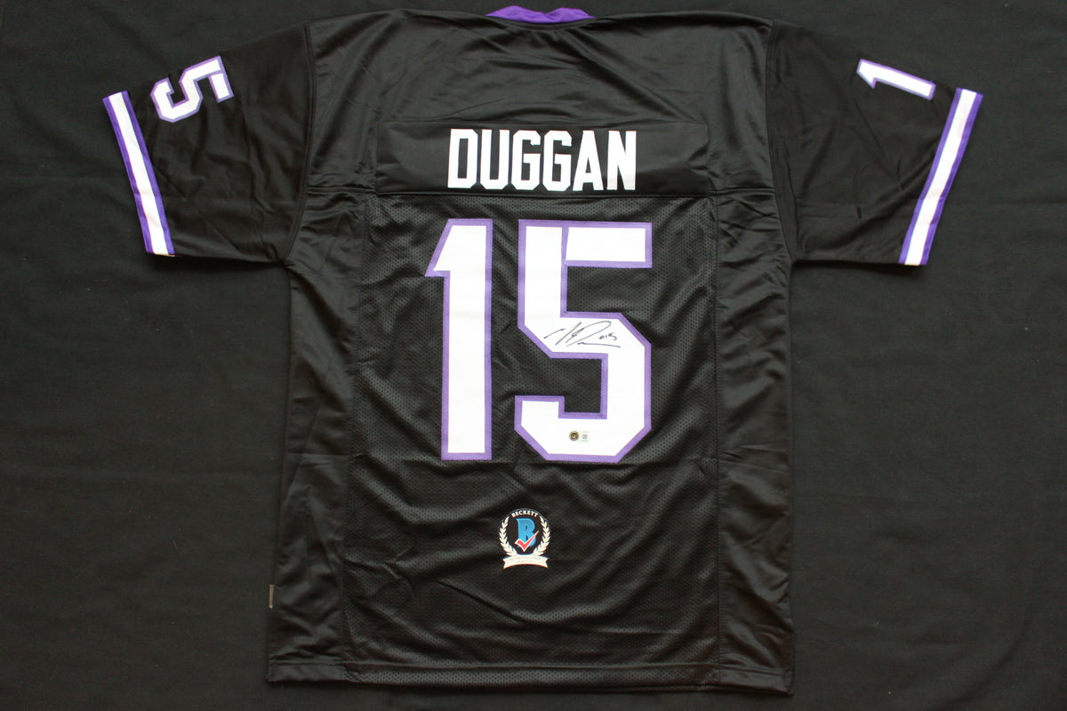 MAX DUGGAN TCU HORNED FROGS SIGNED Black JERSEY BAS