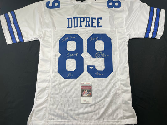 BILLY JOE DUPREE DALLAS COWBOYS SIGNED WHITE JERSEY w/INSCs XL JSA COA