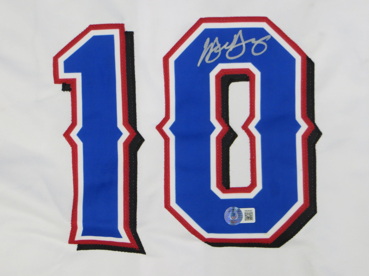 MICHAEL YOUNG TEXAS RANGERS SIGNED WHITE JERSEY size M BAS COA