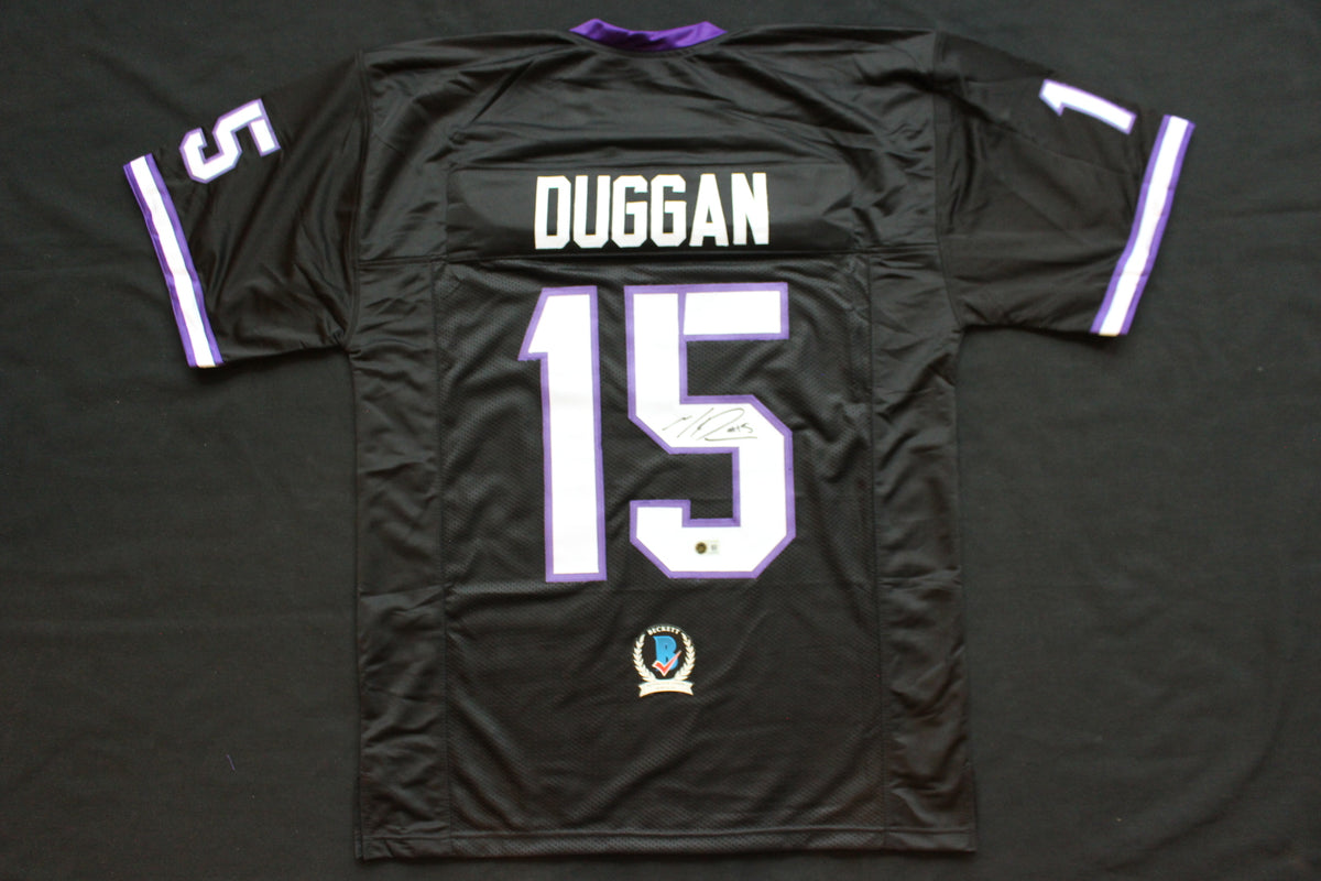 MAX DUGGAN TCU HORNED FROGS SIGNED Black JERSEY BAS
