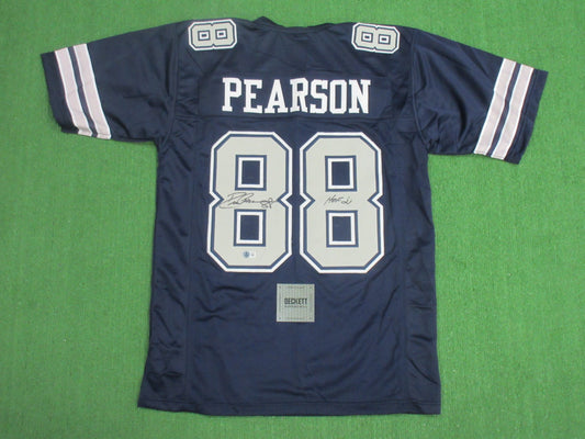 DREW PEARSON DALLAS COWBOYS SIGNED BLUE JERSEY w/HOF 21 INSCRIPTION BAS