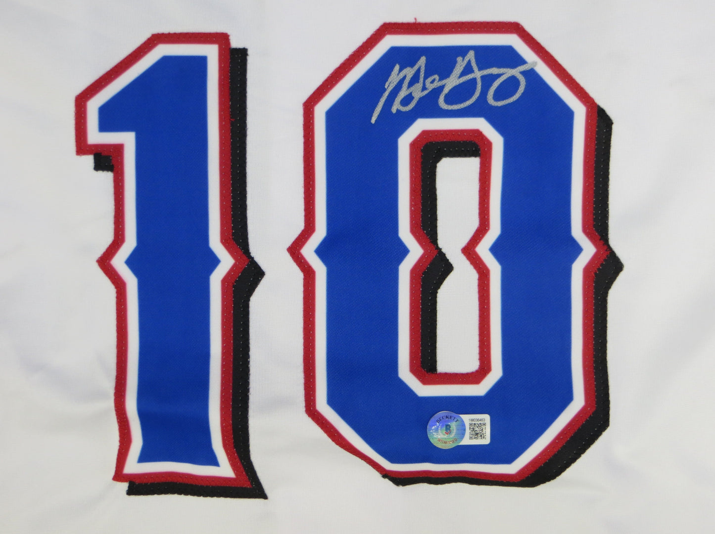 MICHAEL YOUNG TEXAS RANGERS SIGNED WHITE JERSEY size M BAS COA
