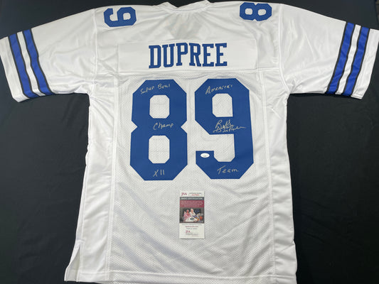 BILLY JOE DUPREE DALLAS COWBOYS SIGNED WHITE JERSEY w/INSCs XL JSA COA