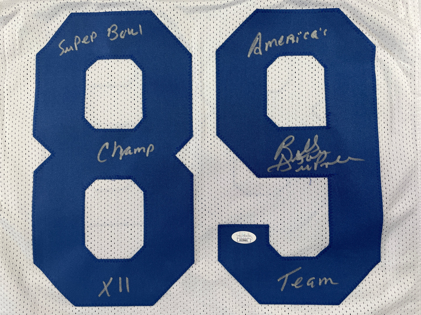 BILLY JOE DUPREE DALLAS COWBOYS SIGNED WHITE JERSEY w/INSCs XL JSA COA