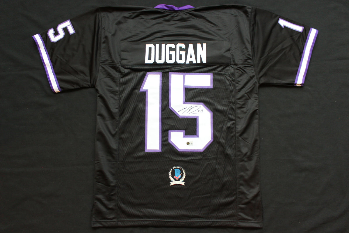 MAX DUGGAN TCU HORNED FROGS SIGNED Black JERSEY BAS