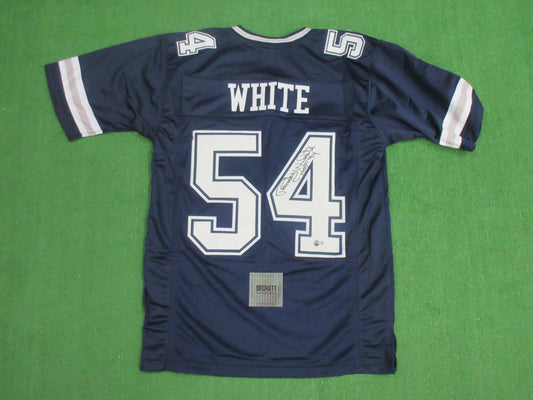 RANDY WHITE DALLAS COWBOYS SIGNED BLUE JERSEY w/HOF 94 INSCRIPTION BAS