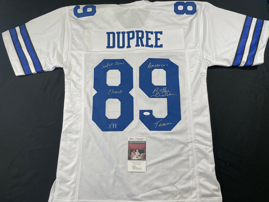 BILLY JOE DUPREE DALLAS COWBOYS SIGNED WHITE JERSEY w/INSCs XL JSA COA