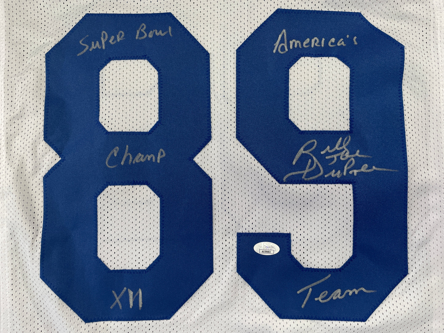 BILLY JOE DUPREE DALLAS COWBOYS SIGNED WHITE JERSEY w/INSCs XL JSA COA