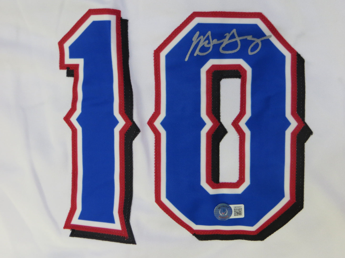 MICHAEL YOUNG TEXAS RANGERS SIGNED WHITE JERSEY size 3XL BAS COA