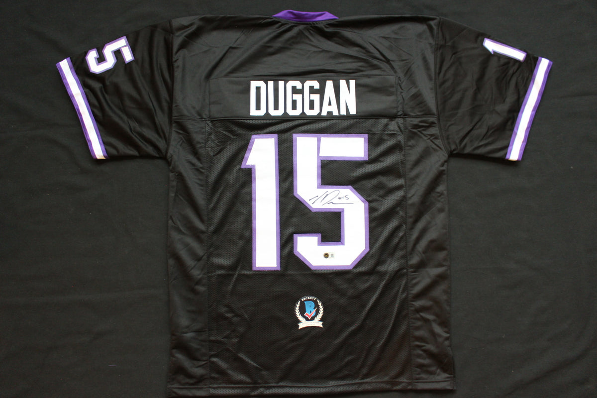 MAX DUGGAN TCU HORNED FROGS SIGNED Black JERSEY BAS