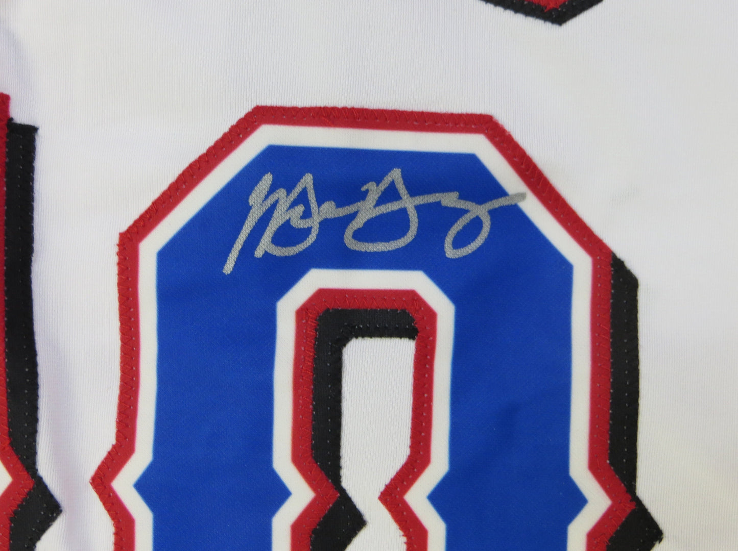 MICHAEL YOUNG TEXAS RANGERS SIGNED WHITE JERSEY size 3XL BAS COA