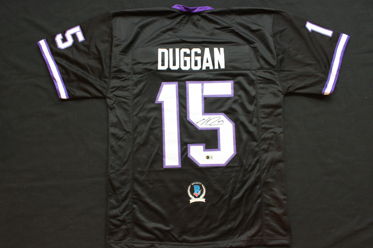 MAX DUGGAN TCU HORNED FROGS SIGNED Black JERSEY BAS