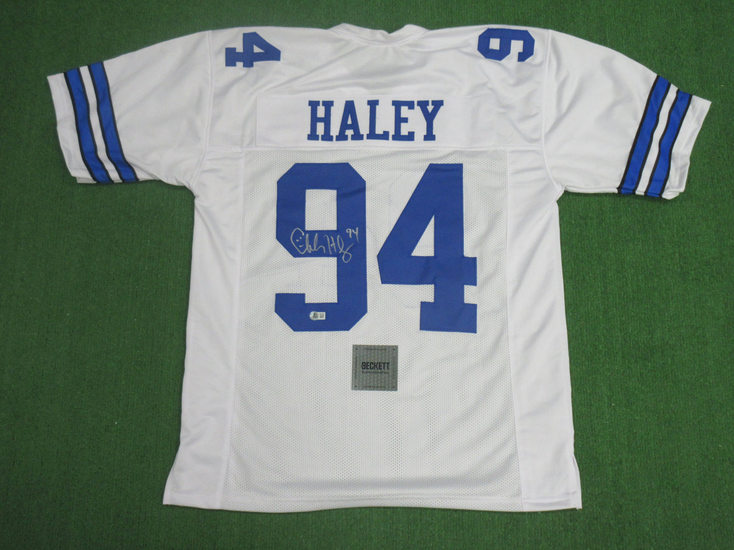 CHARLES HALEY DALLAS COWBOYS SIGNED WHITE JERSEY BAS COA