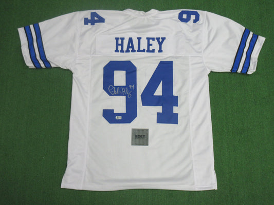CHARLES HALEY DALLAS COWBOYS SIGNED WHITE JERSEY BAS COA