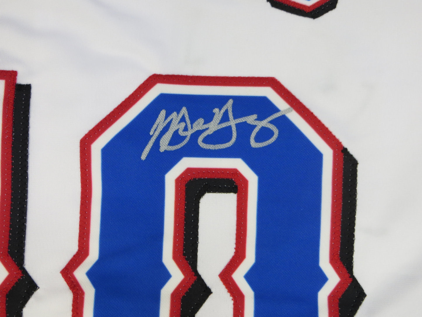 MICHAEL YOUNG TEXAS RANGERS SIGNED WHITE JERSEY size 3XL BAS COA