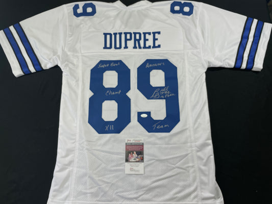 BILLY JOE DUPREE DALLAS COWBOYS SIGNED WHITE JERSEY w/INSCs XL JSA COA