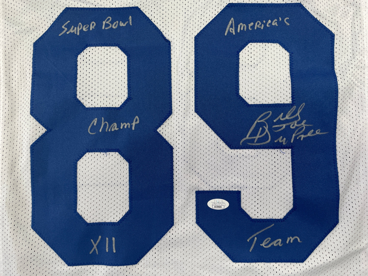 BILLY JOE DUPREE DALLAS COWBOYS SIGNED WHITE JERSEY w/INSCs XL JSA COA